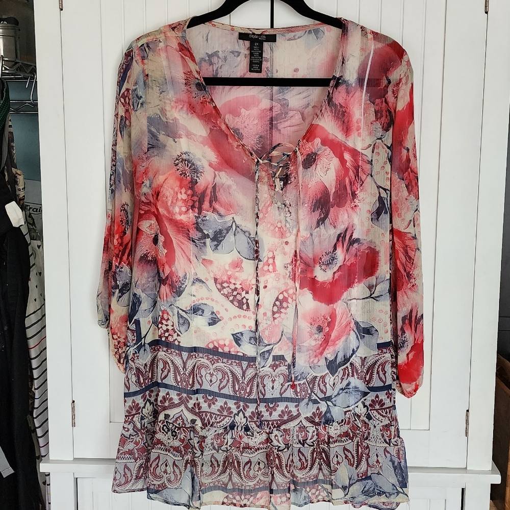 Style & Co 2X Plus Size Blouse with 3/4 sleeves